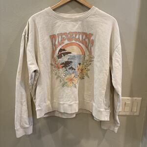 Rip Curl Relaxed Crewneck Sweatshirt Pullover Womens XL Seaside Graphic Cropped